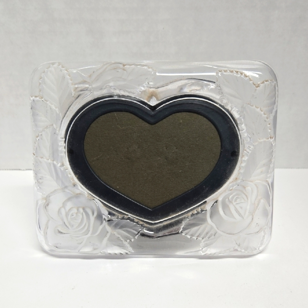 Home Beautiful Rose Crystal Design Heart Shaped Black Photo Frame, 4"X3" Photo